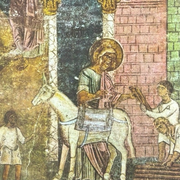 Original Vintage Fine Art Print Poster Medieval Yugoslavia Wall Frescoes Antique